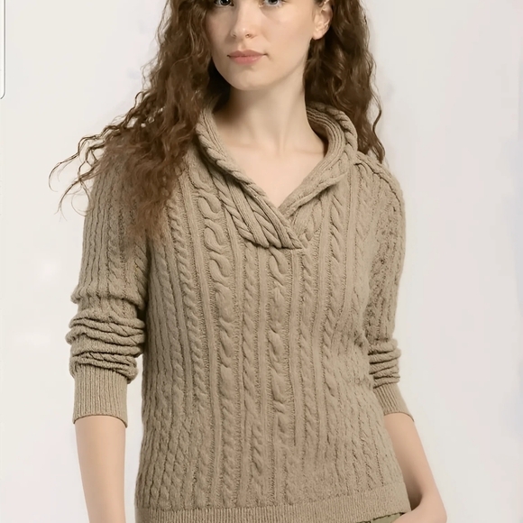 JEANNE PIERRE Sweaters - Jeanne Pierre Sweater Women's L Brown Cable Knit 100%Cotton Sweater